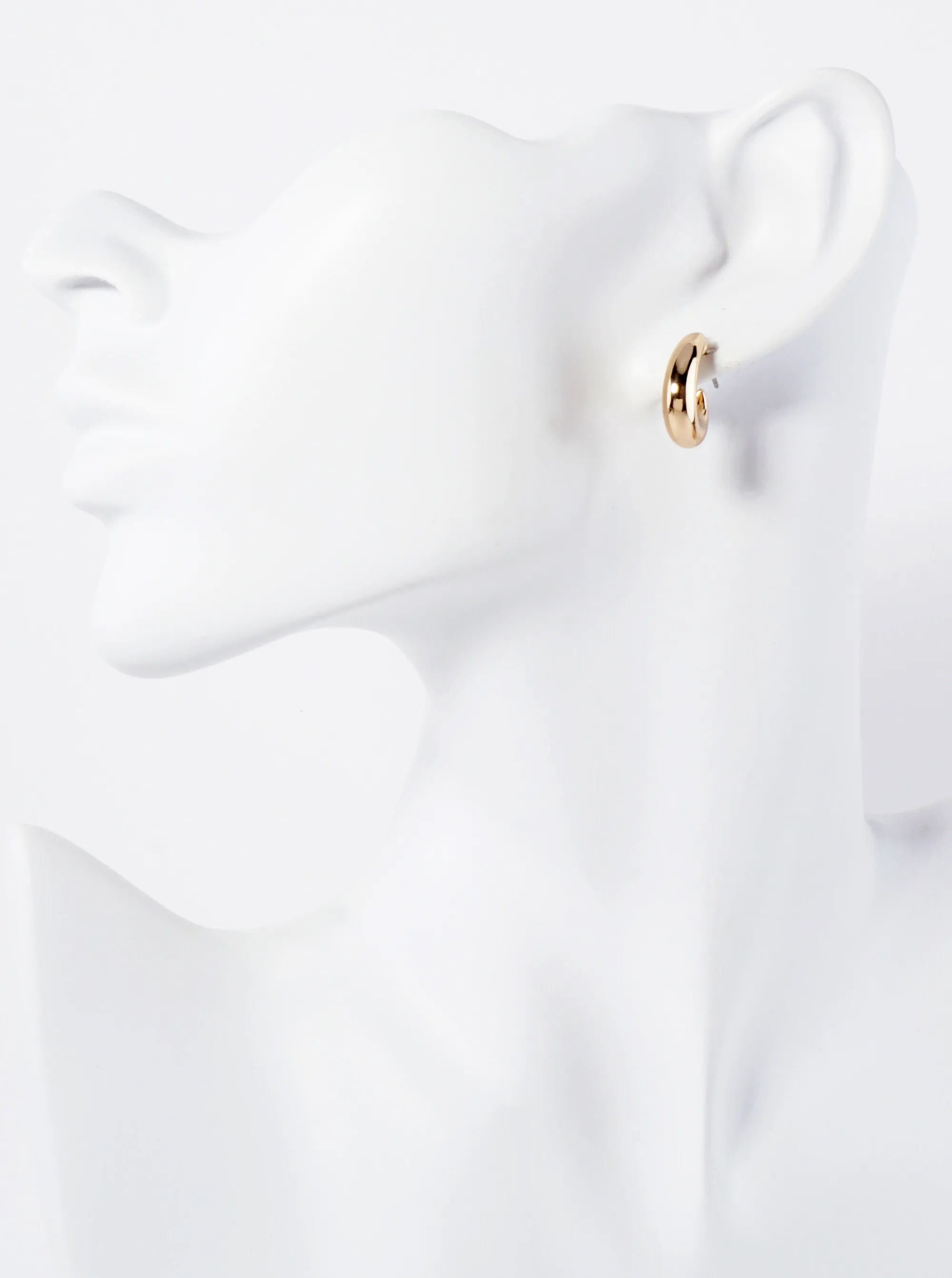 15mm Polished Hollow Huggie Hoop Earrings