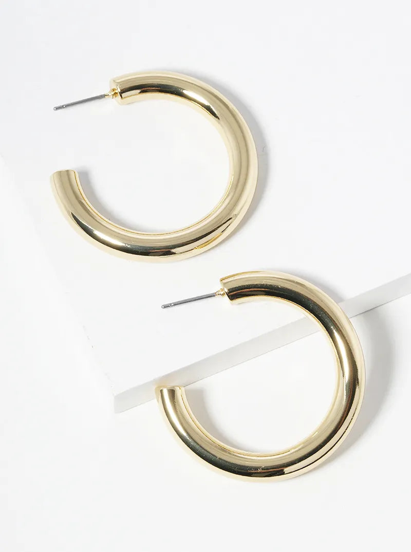 White Gold Dipped 35mm Bold Open Hoop Earrings