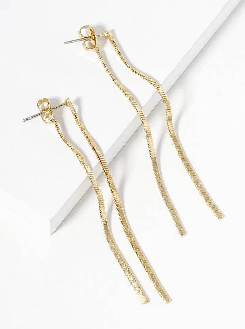 18k Gold Dipped Double Sided Drop Delicate Earrings