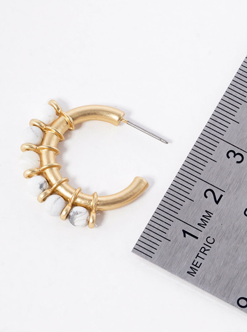 20mm Semi-precious Stone Open Hoop Earrings