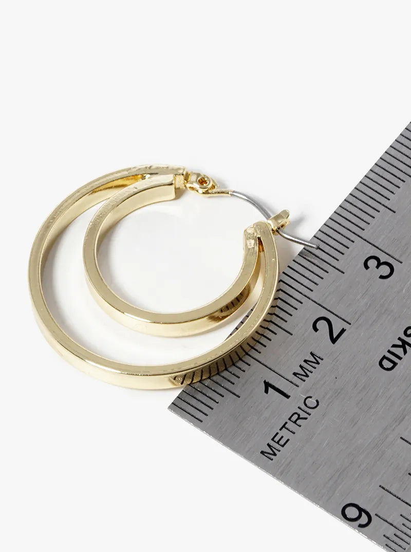 25mm Double Latch Back Hoop Earrings