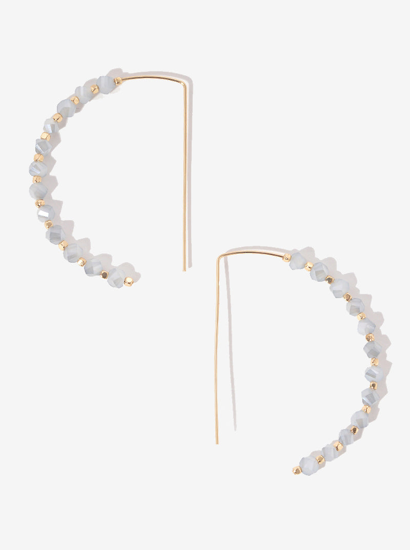 25mm Faceted Glass Beaded Wire Threader Earrings