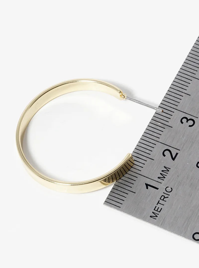 30mm Flat Wide Open Hoop Earrings