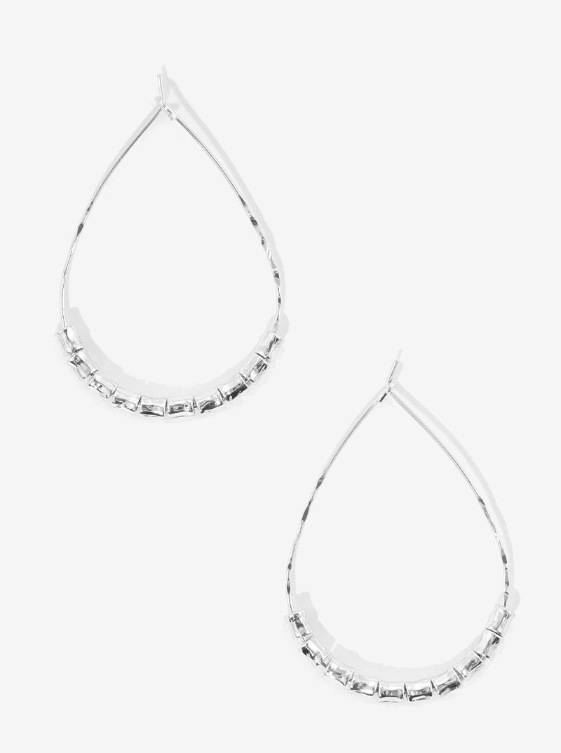 30mm Metal Beaded Teardrop Wire Hoop Earrings