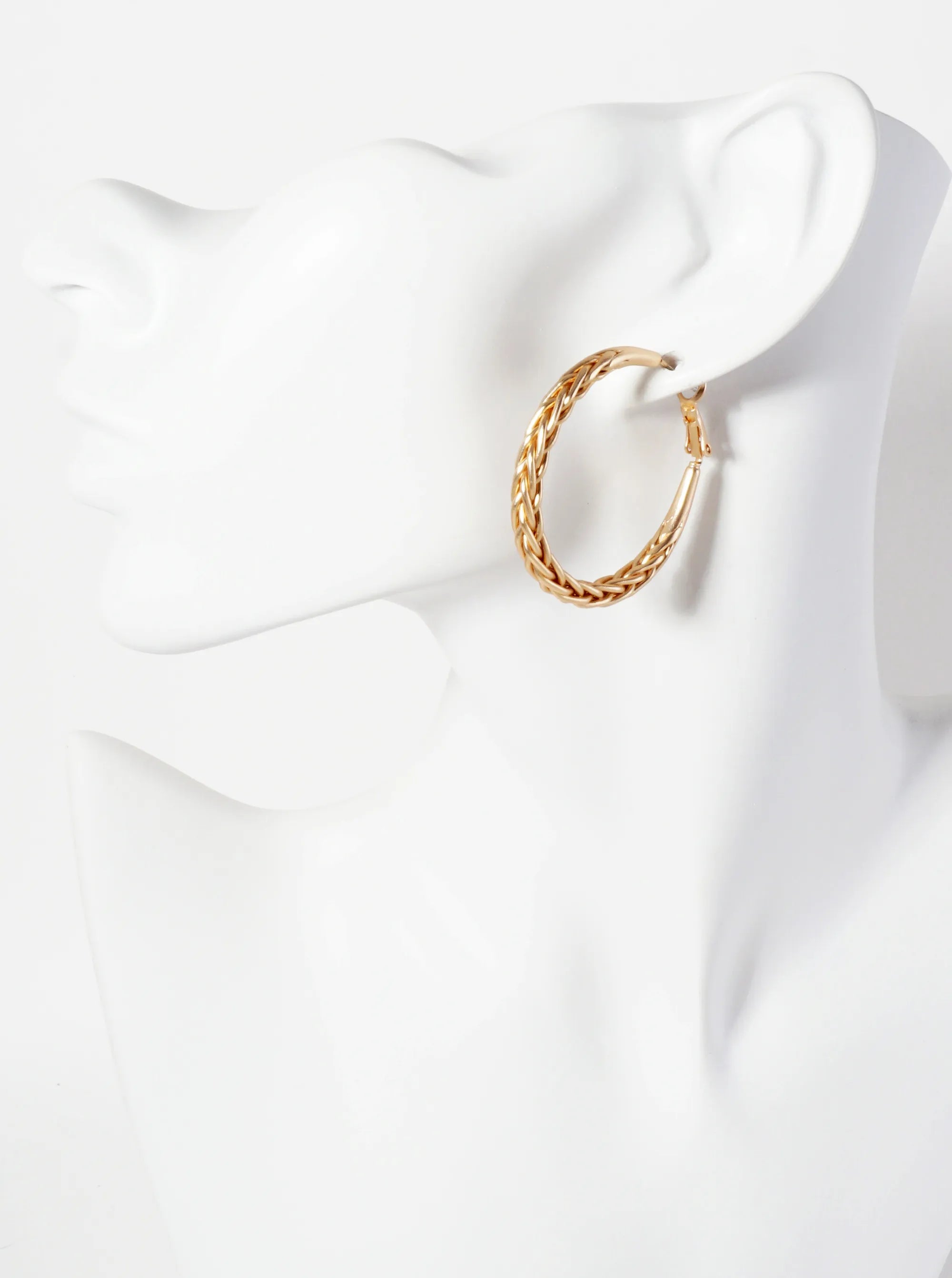 38mm Braided Metal Latch-Back Hoop Earrings