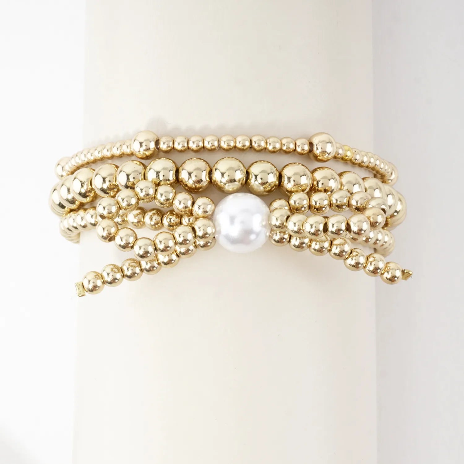 3PC Large Bow With Pearl Stretch Bracelets Set