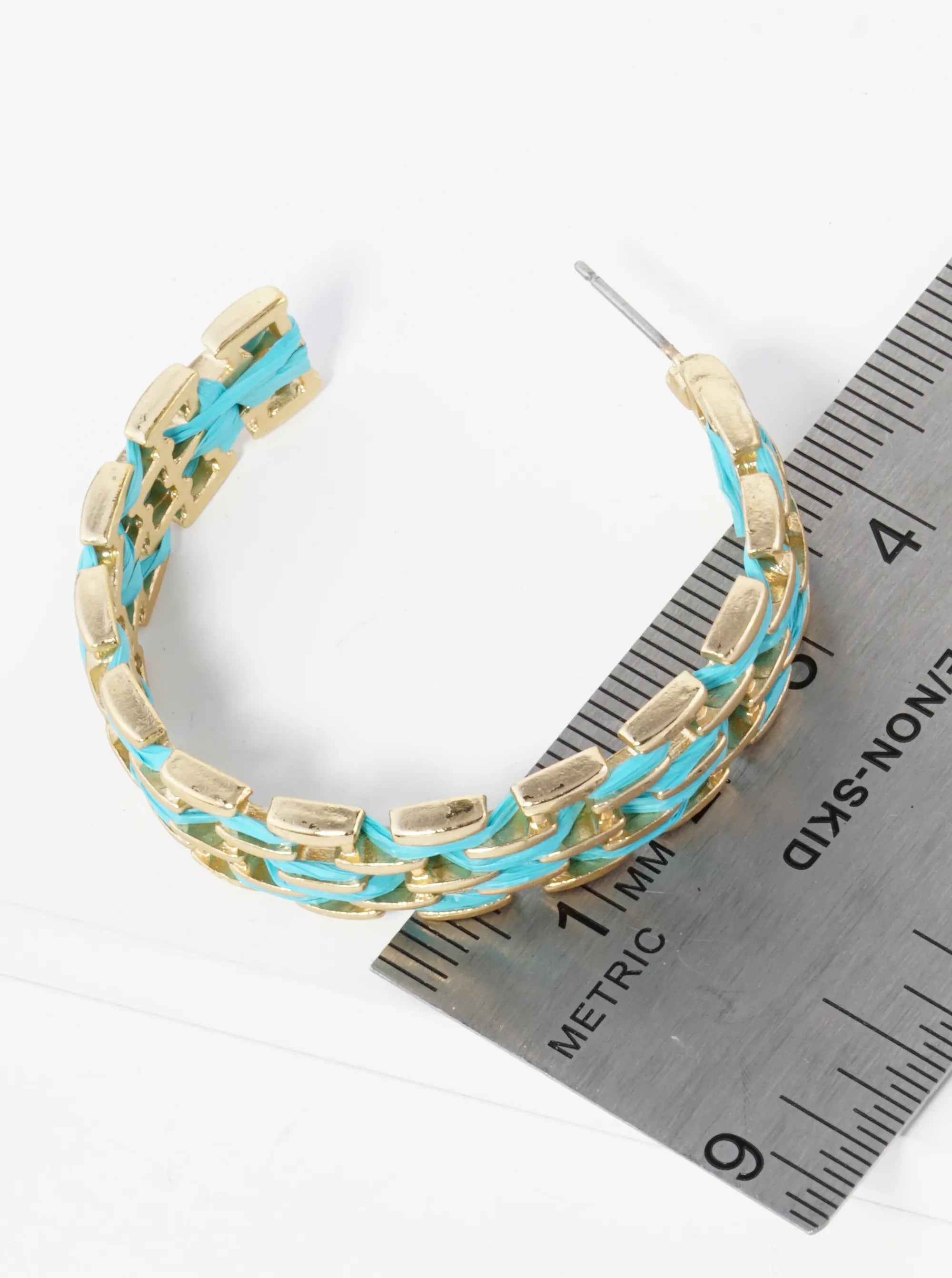 40mm Chain Shape Raffia Open Hoop Earrings