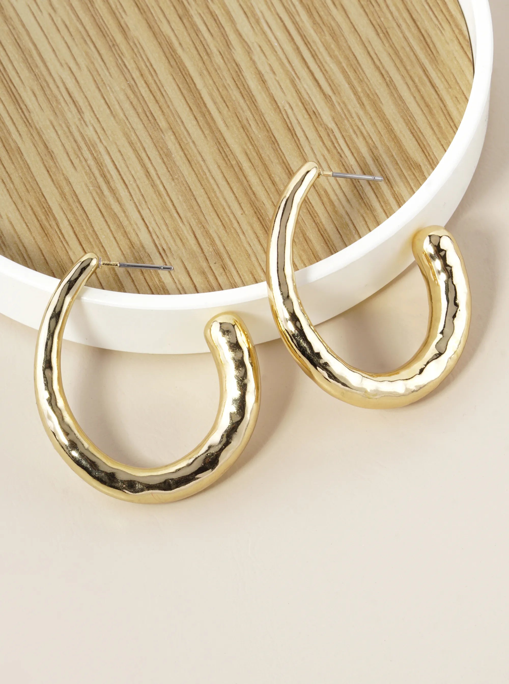 40mm Textured Metallic Hollow Hoop Earrings