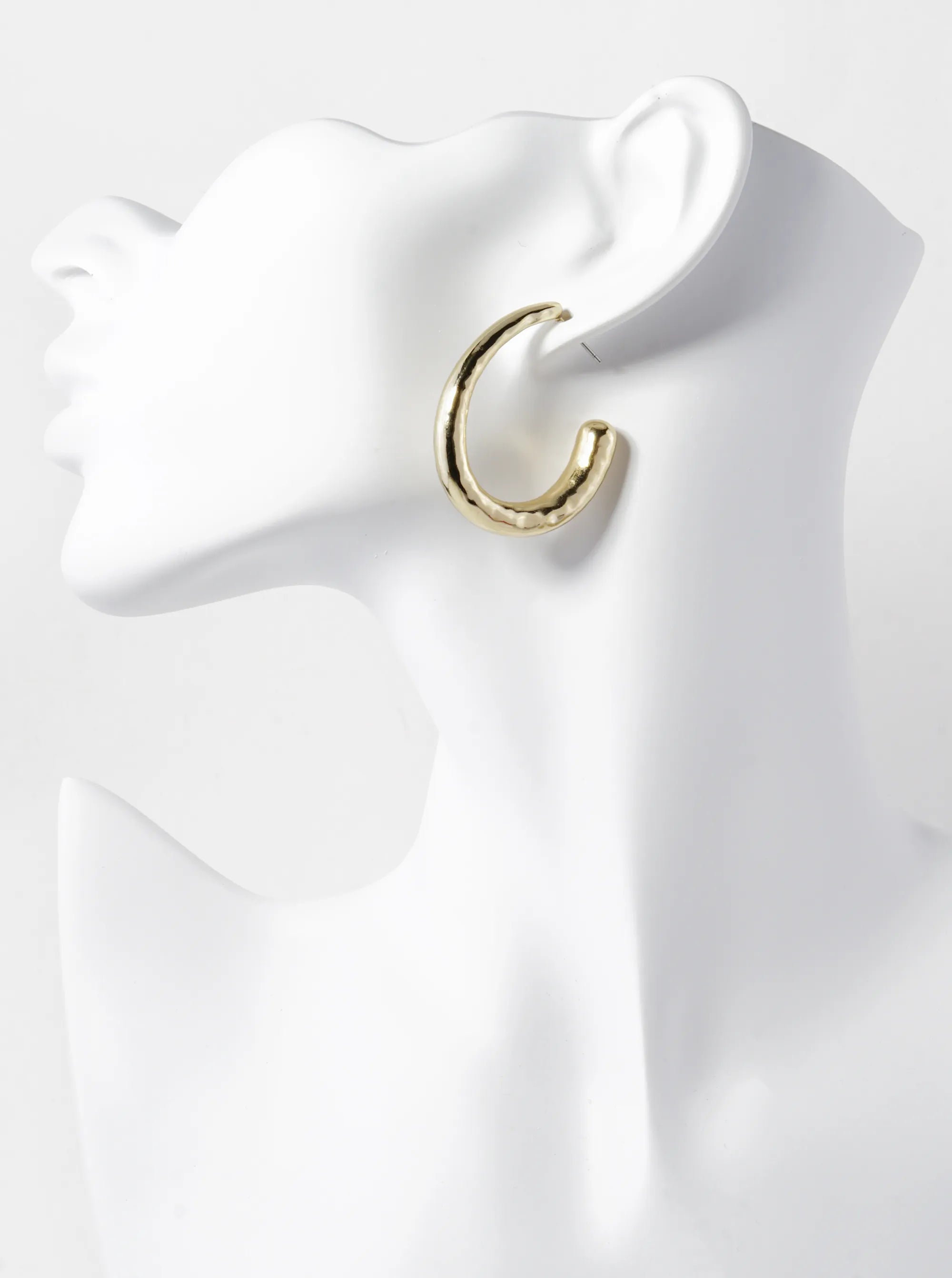 40mm Textured Metallic Hollow Hoop Earrings