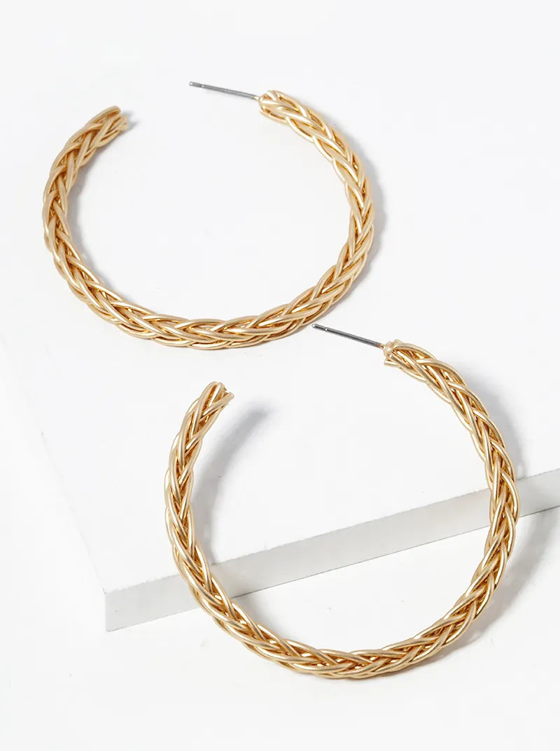 40mm Twisted Wire Open Hoop Earrings
