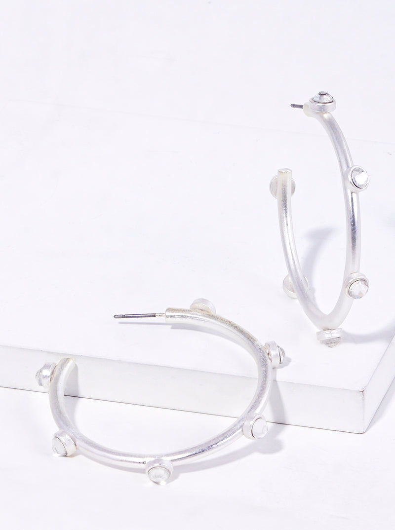 40mm Metal Bezel Open Hoop Earrings