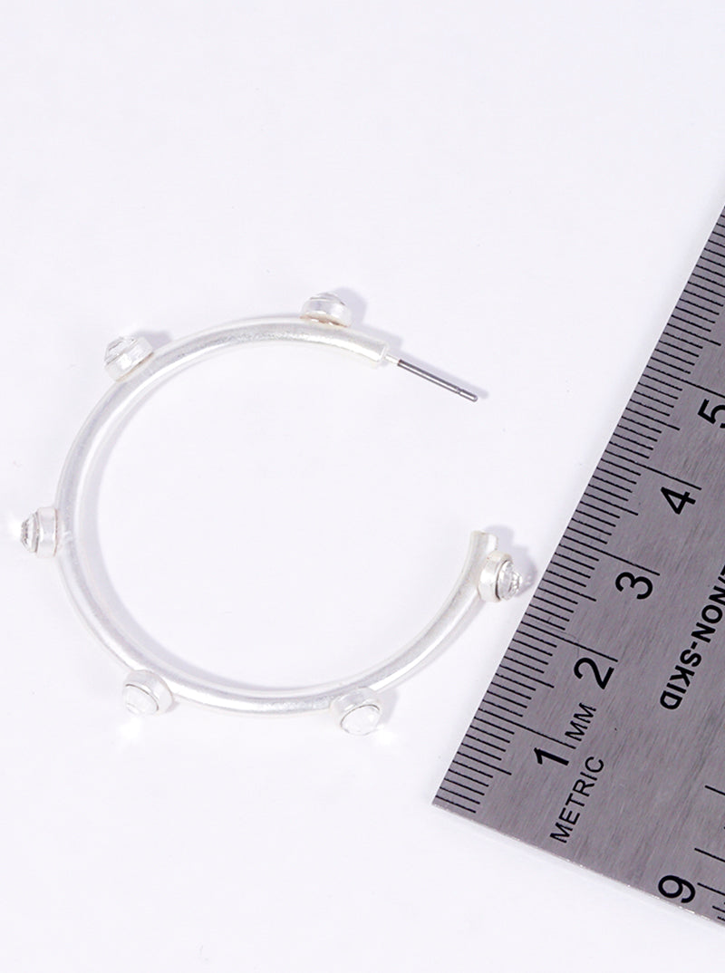40mm Metal Bezel Open Hoop Earrings