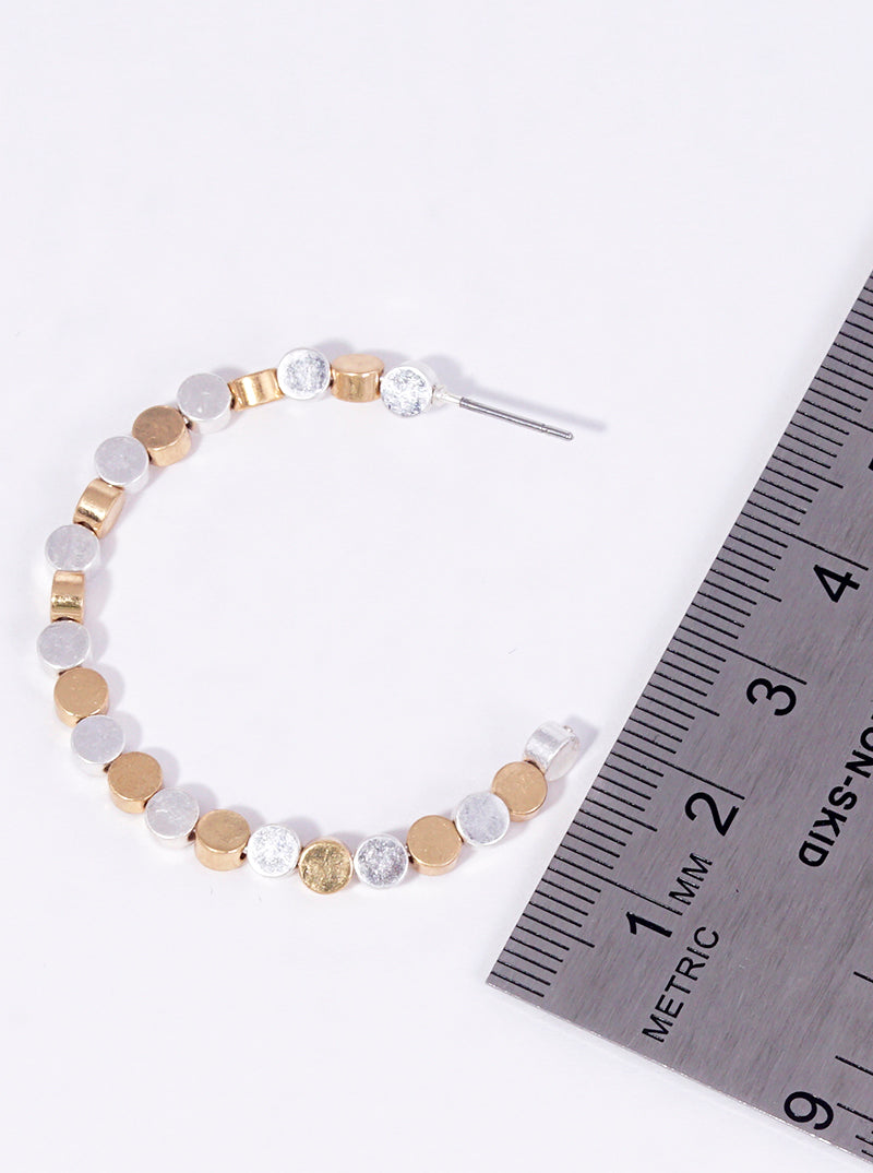 40mm Metallic Beaded Open Hoop Earrings