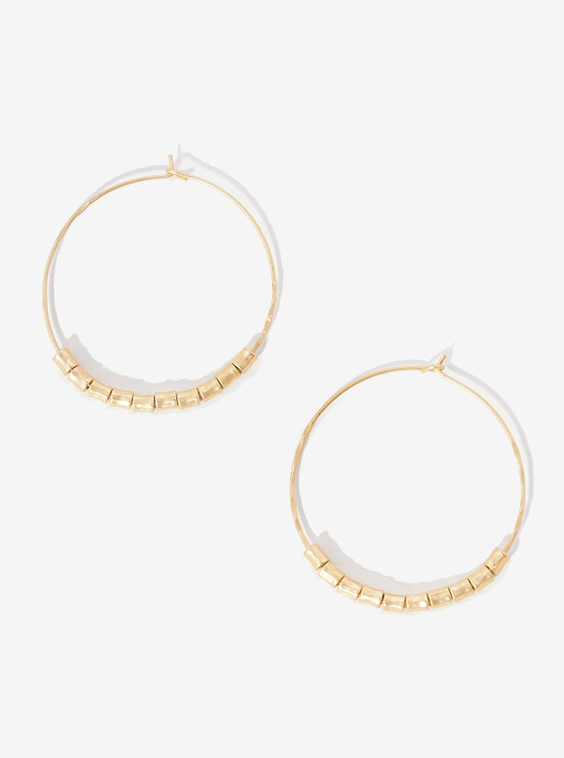 45mm Metal Beaded Wire Hoop Earrings