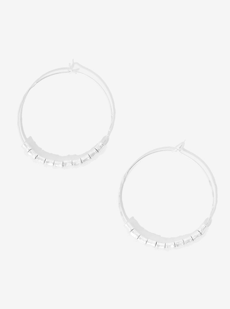 45mm Metal Beaded Wire Hoop Earrings