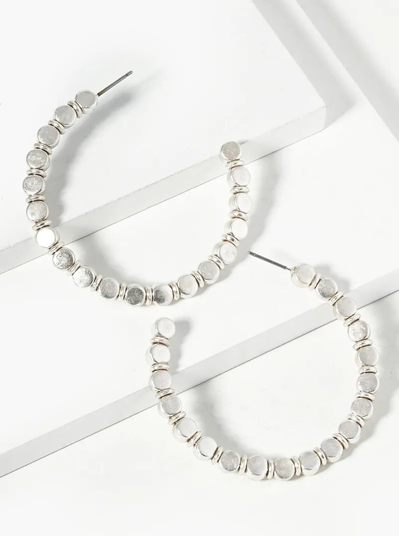 45mm Metallic Beads Hoop Earrings