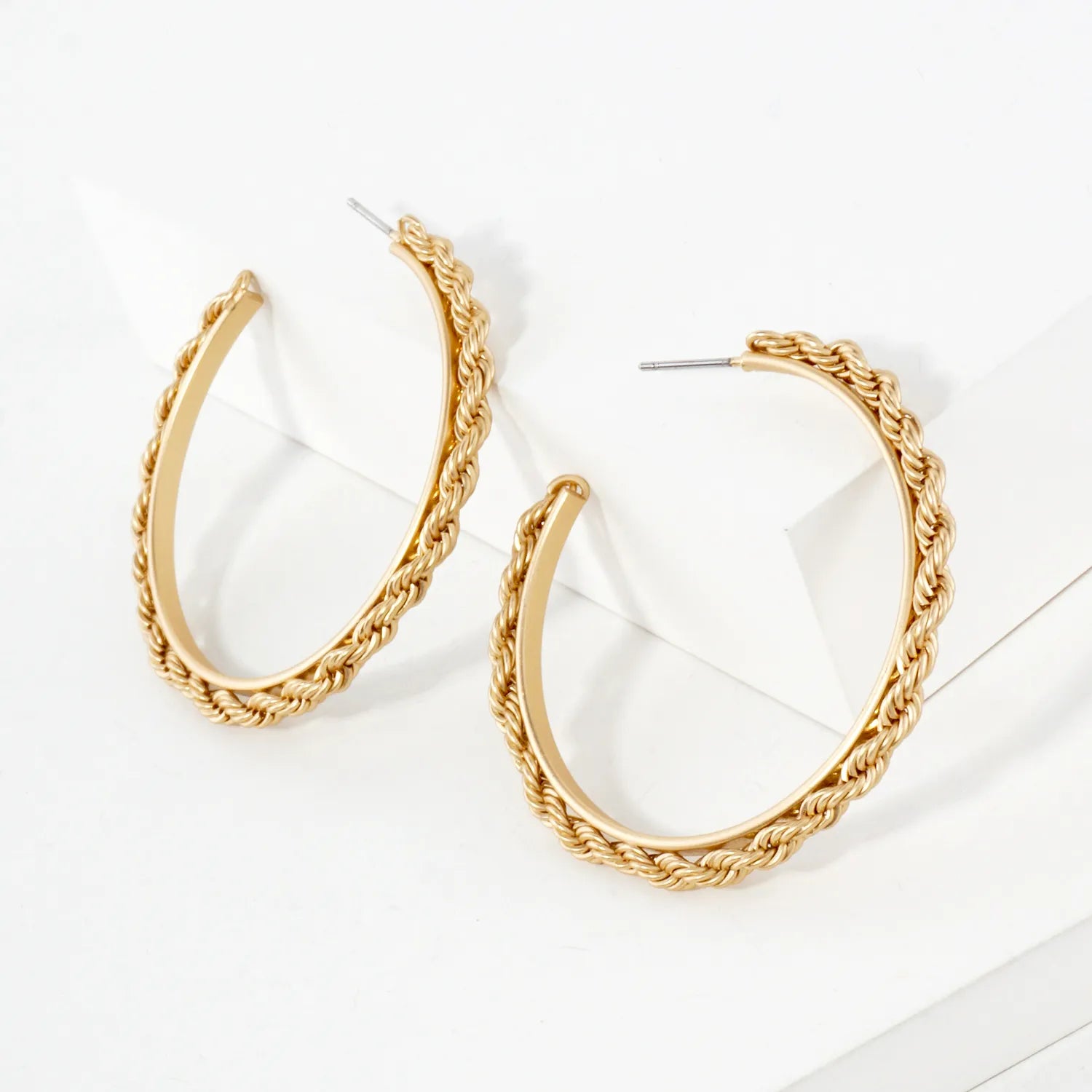 45mm Rope-Wrapped Look Push-Back Hoop Earrings