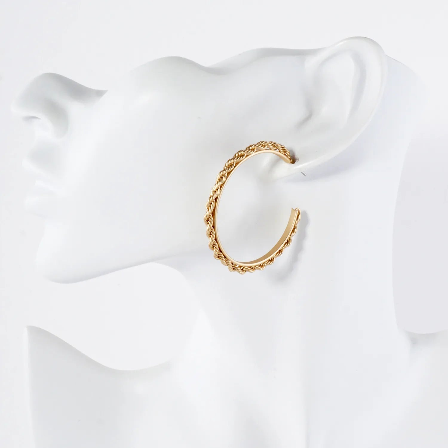 45mm Rope-Wrapped Look Push-Back Hoop Earrings