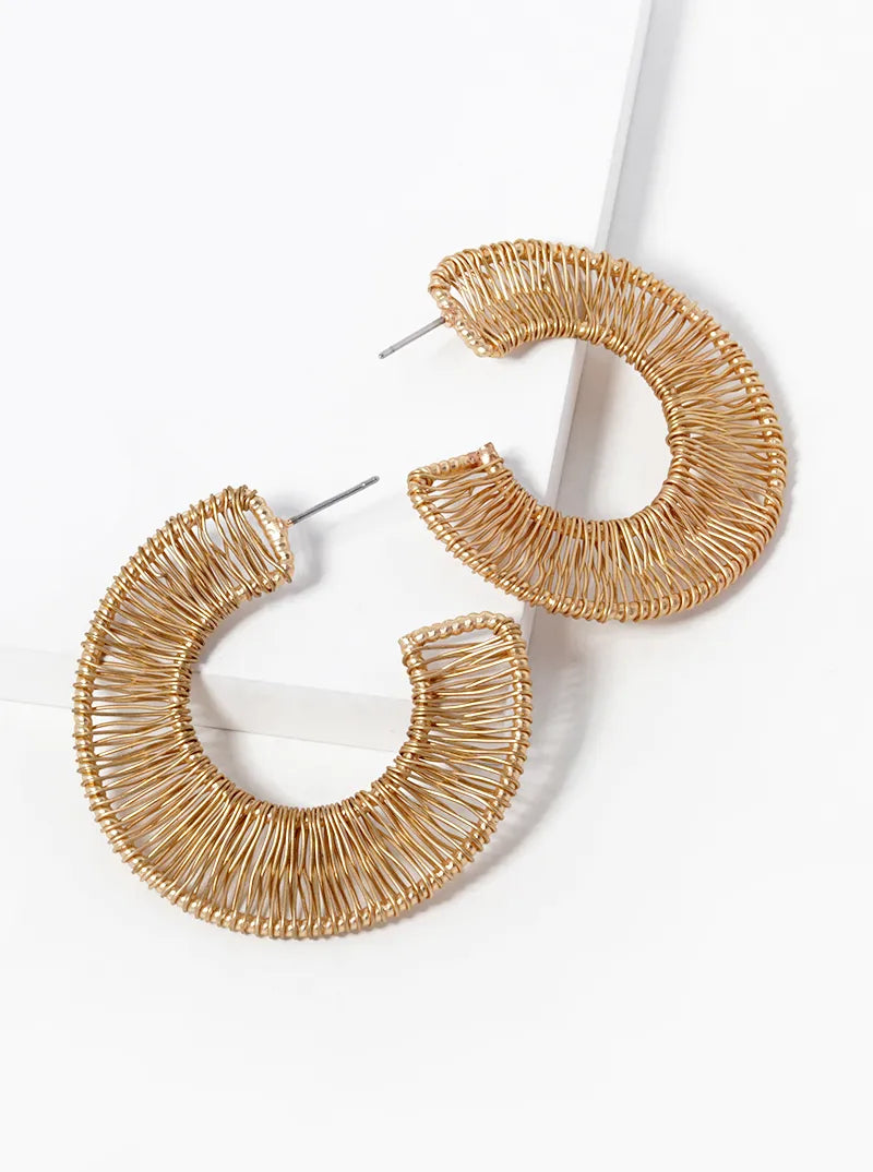 45mm Wired Brass Hoop Earrings
