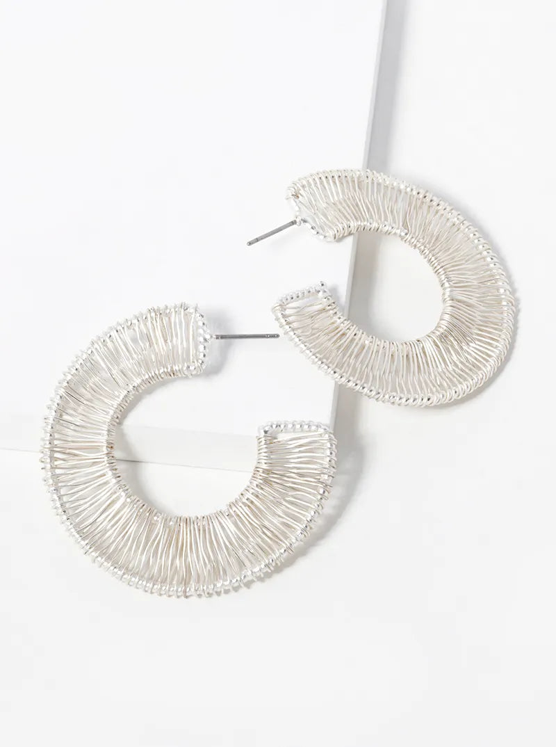 45mm Wired Brass Hoop Earrings