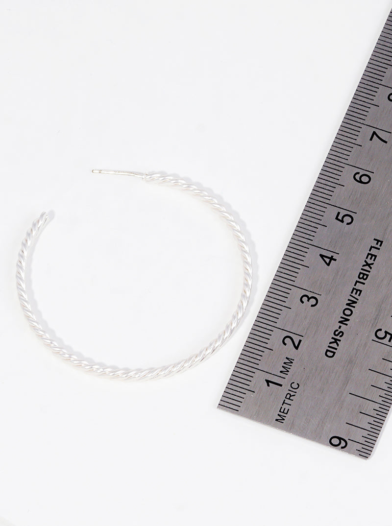 45mm Metal Rope Textured Open Hoop Earrings