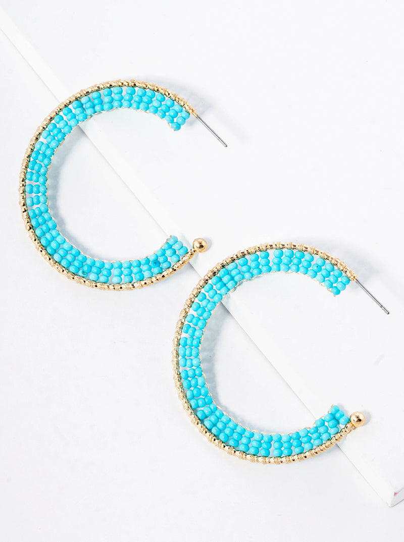 45mm Seed Beaded Open Hoop Earrings