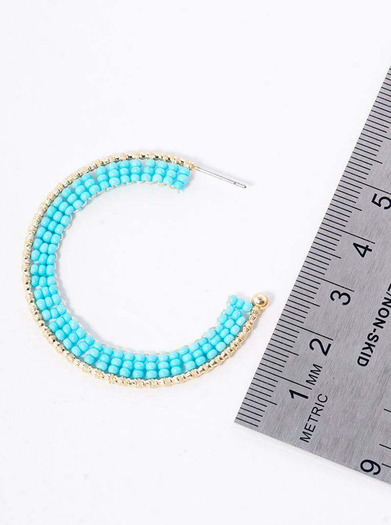 45mm Seed Beaded Open Hoop Earrings
