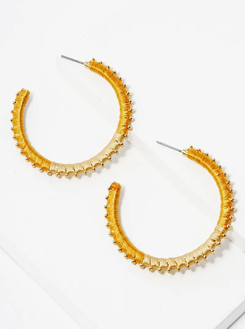 45mm Two-tone Thread Wrapped Open Hoop Earrings