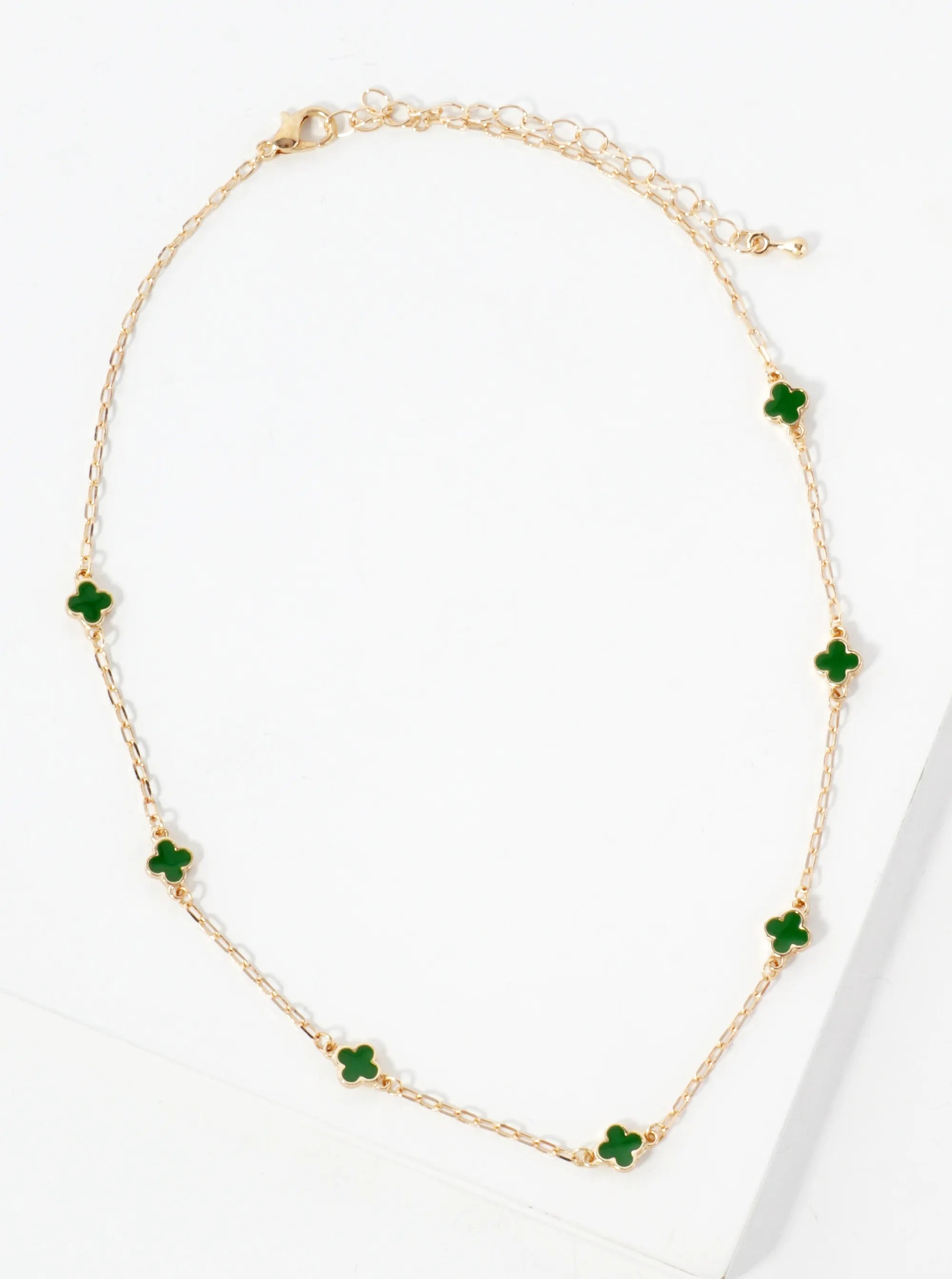 6mm Enamel Seven Quatrefoil 15-Inch Station Choker Necklace