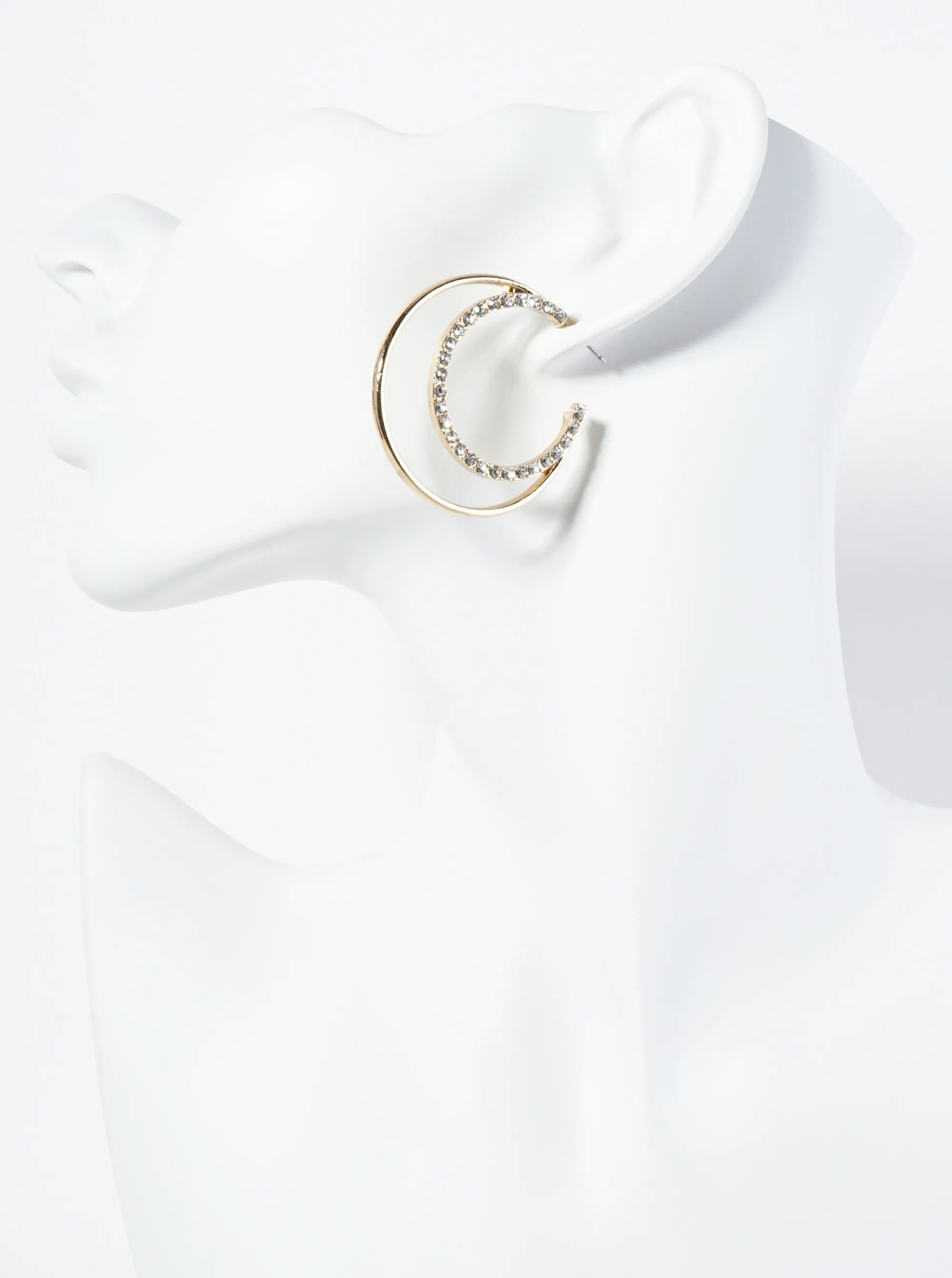 Crystal Pave 40mm Tapered Double Hoop Earrings