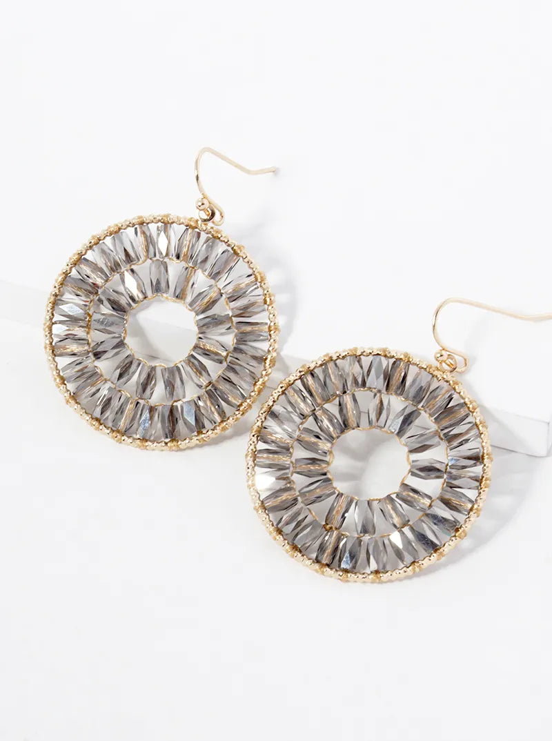 Faceted Glass Beaded Circle Drop Earrings