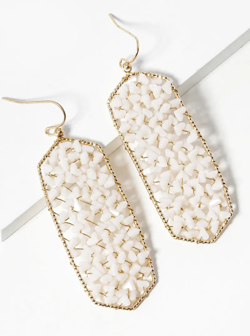 Faceted Glass Beads Wire Wrapped Dangle Drop Earrings