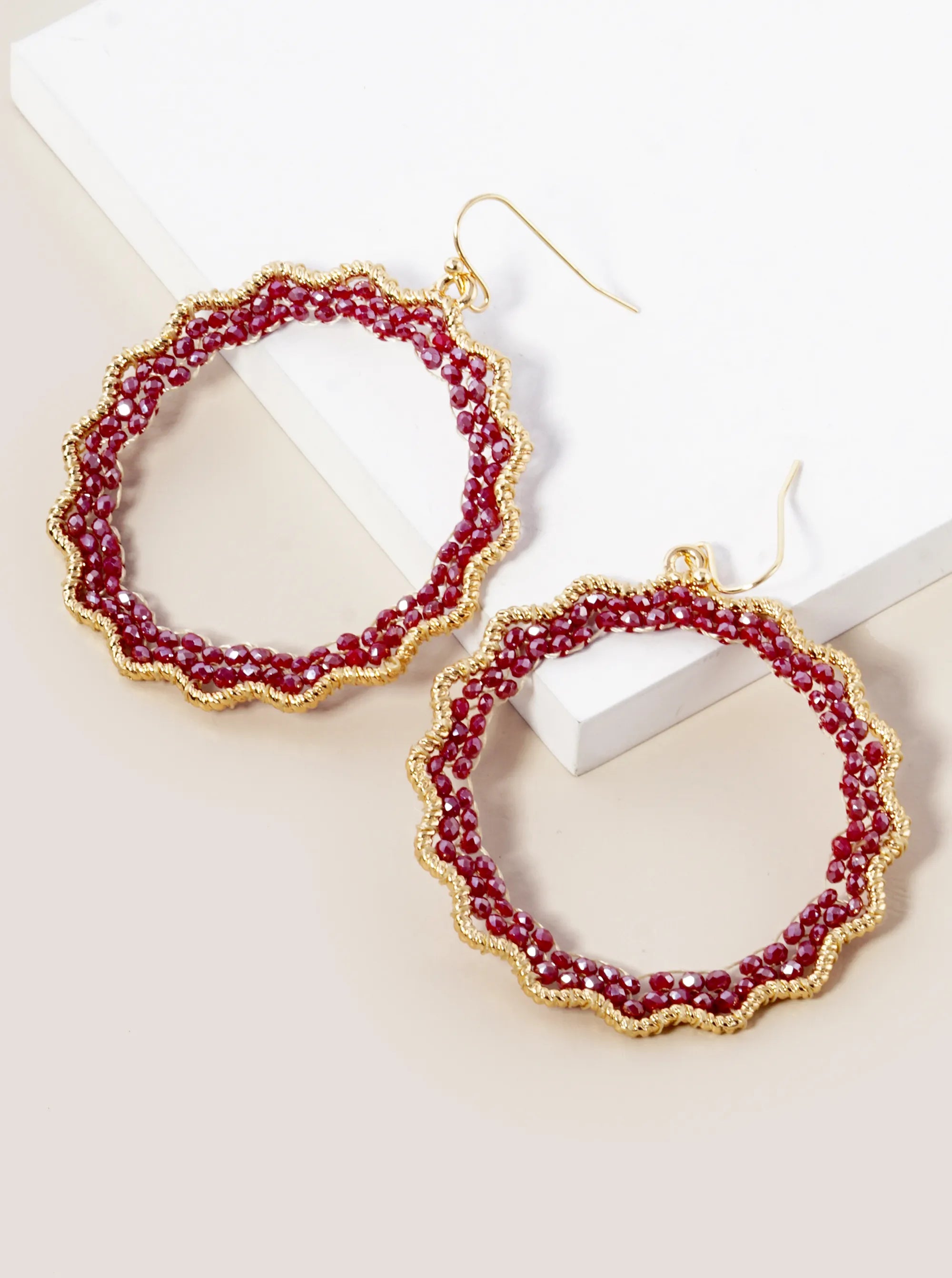 Faceted Glass Beads Wire Wrapped Dangle Drop Earrings