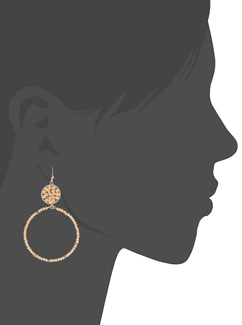 Faceted Glass Beaded Circle Dangle Drop Earrings