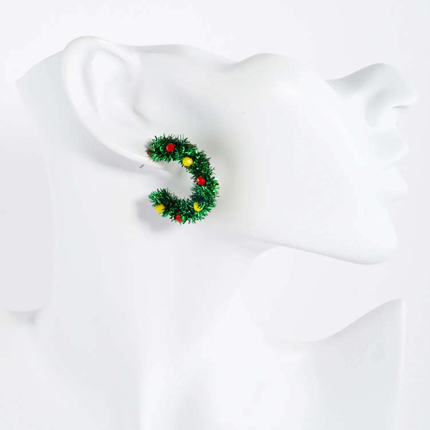 Glass Beaded 30mm Christmas Hoop Earrings