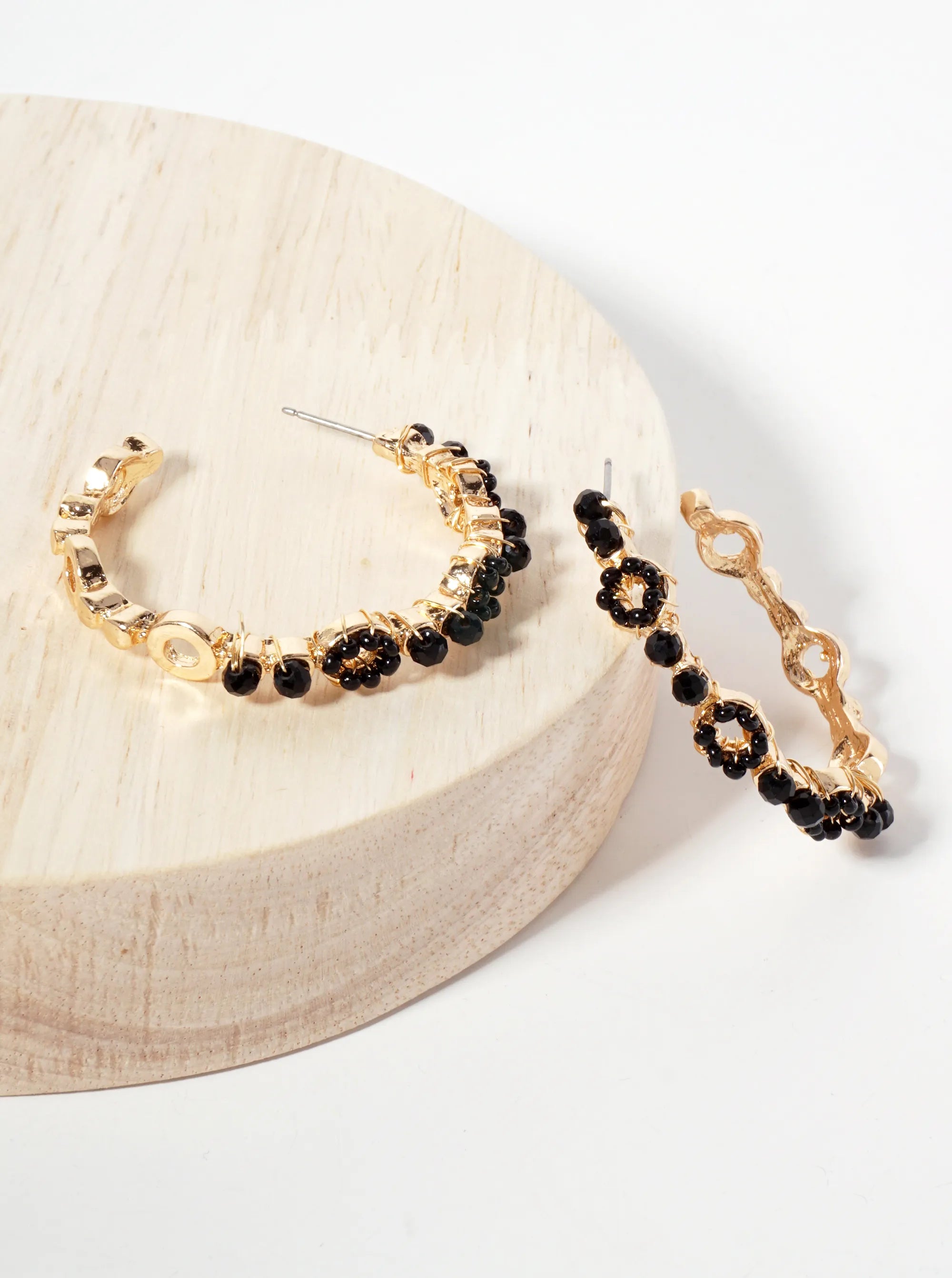 Glass-Beaded 40mm Open Hoop Earrings