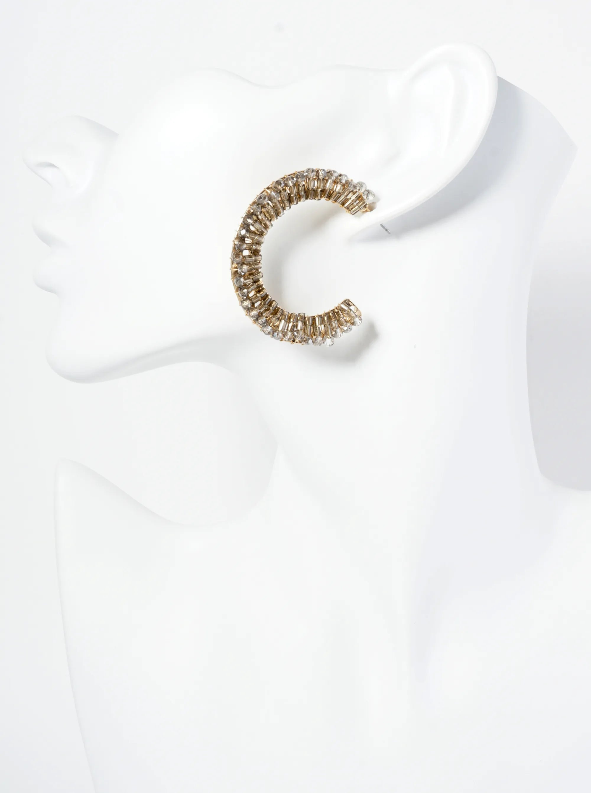 Glass Beaded 40mm Wide Hoop Earrings