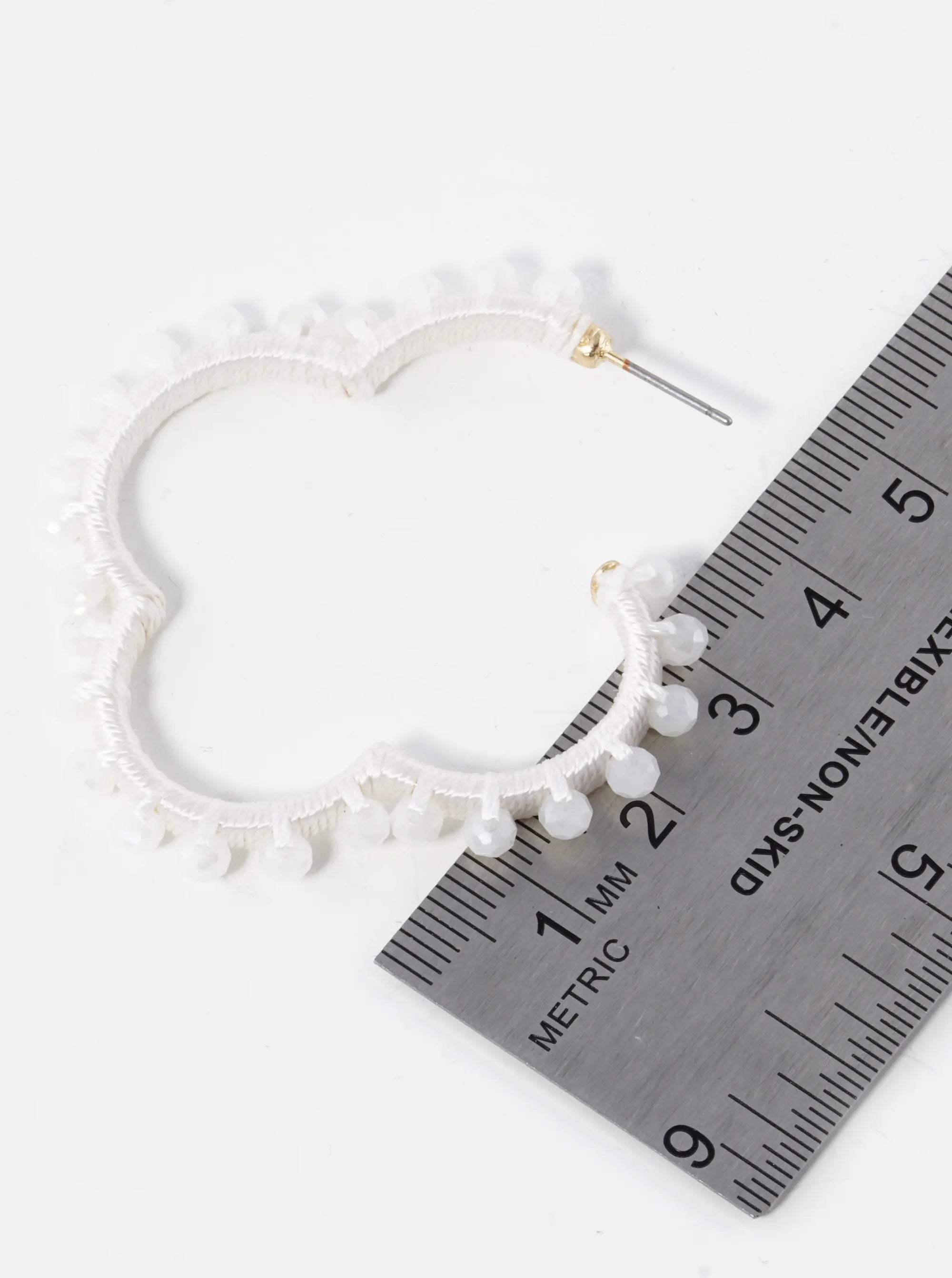 Glass Beaded 45mm Quatrefoil Open Hoop Earrings