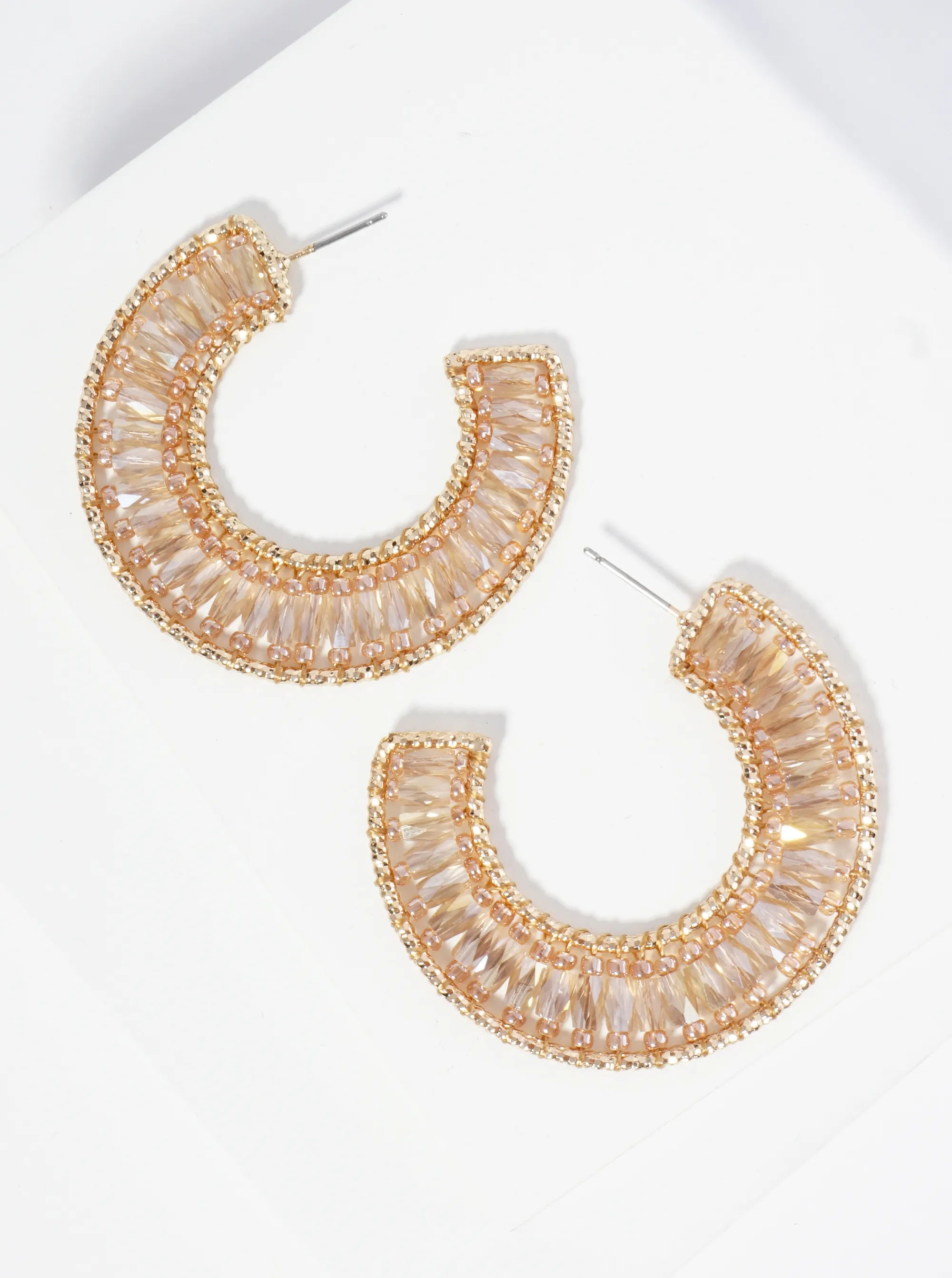 Glass Beaded 45mm Wide Open Hoop Earrings