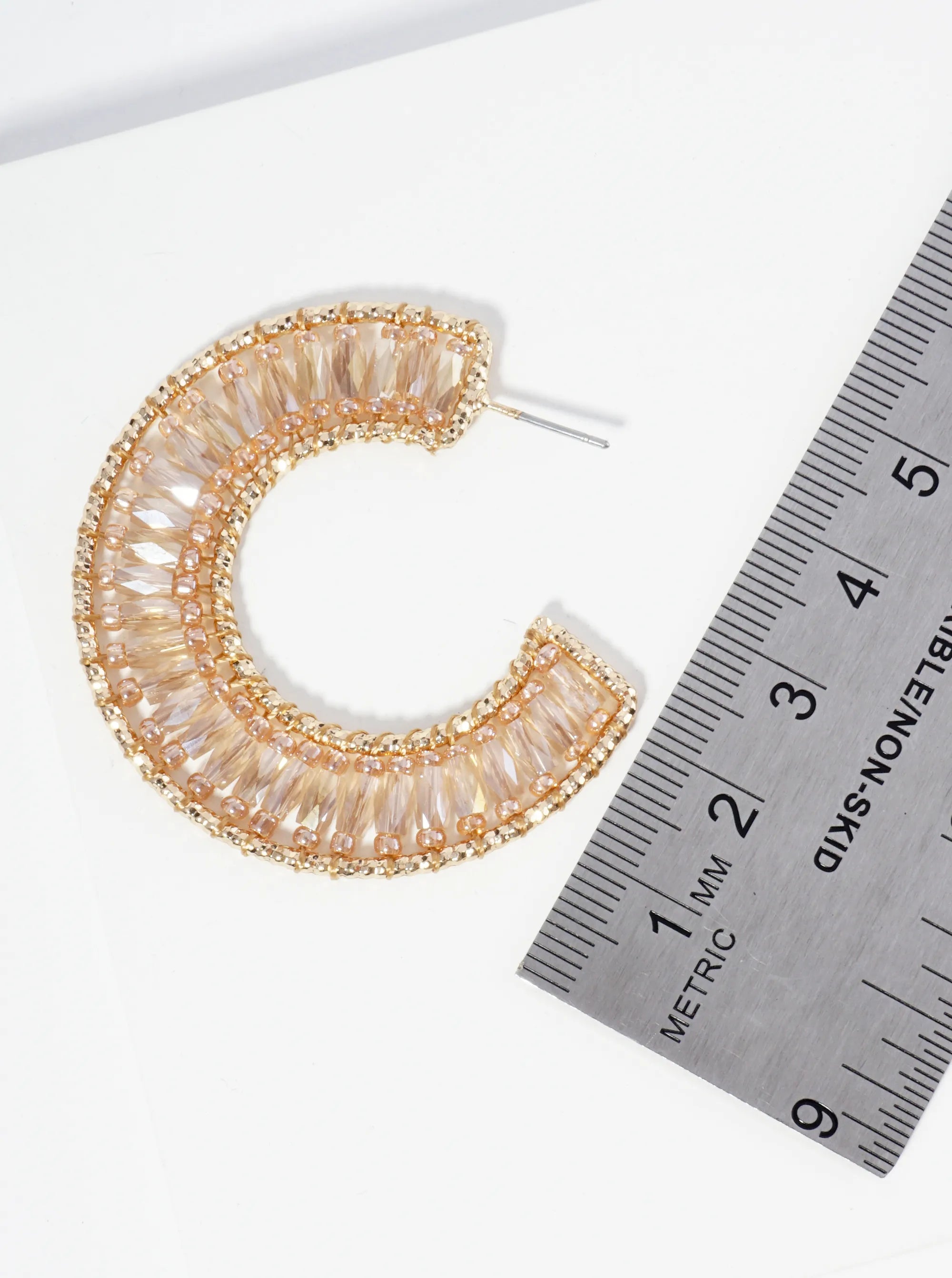 Glass Beaded 45mm Wide Open Hoop Earrings