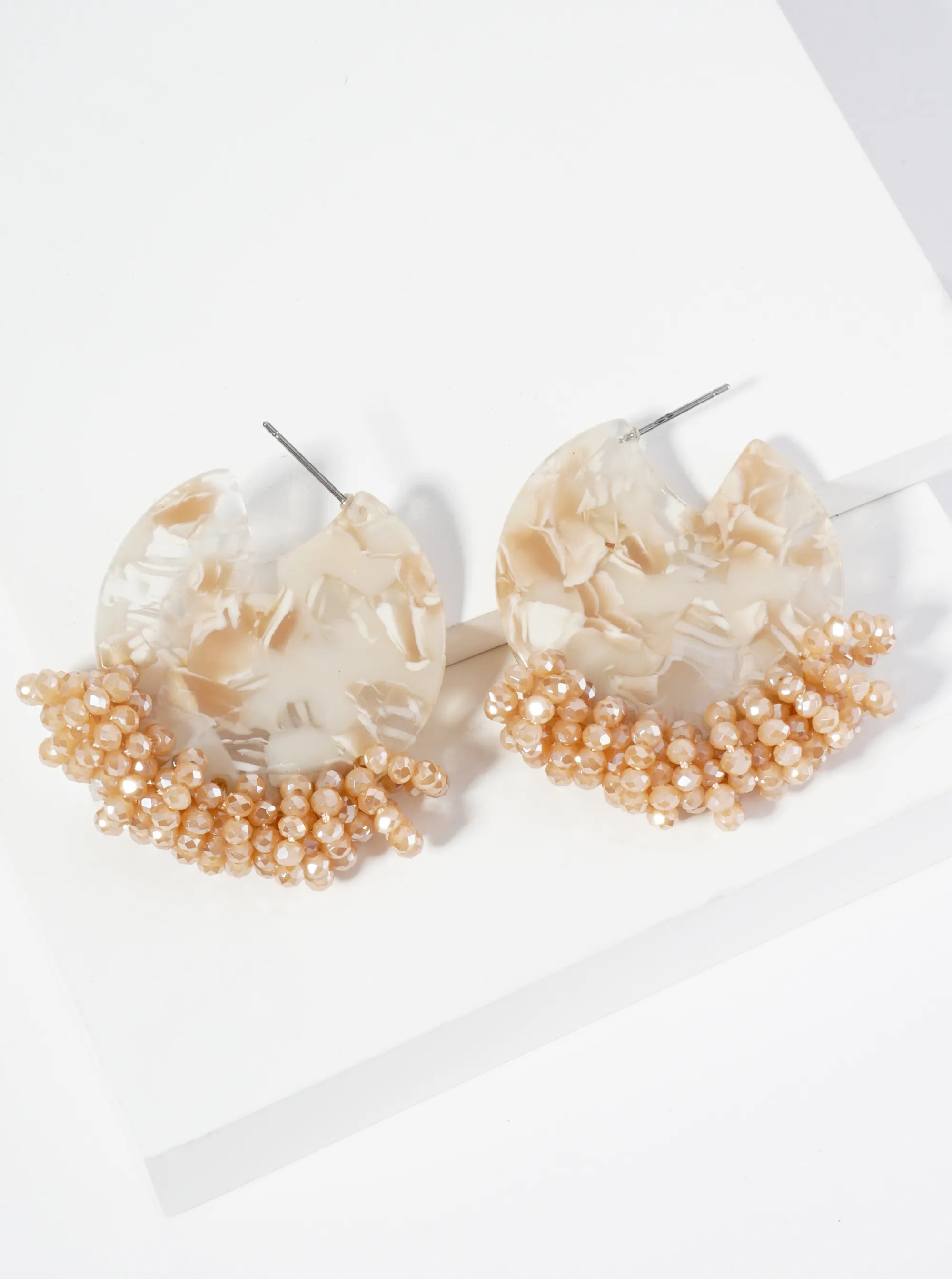 Glass Beaded Acetate Pacman Hoop Earrings