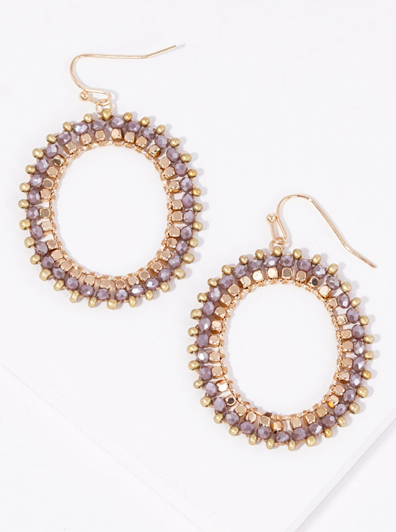 Glass Beaded Oval Shaped Dangle Drop Earrings