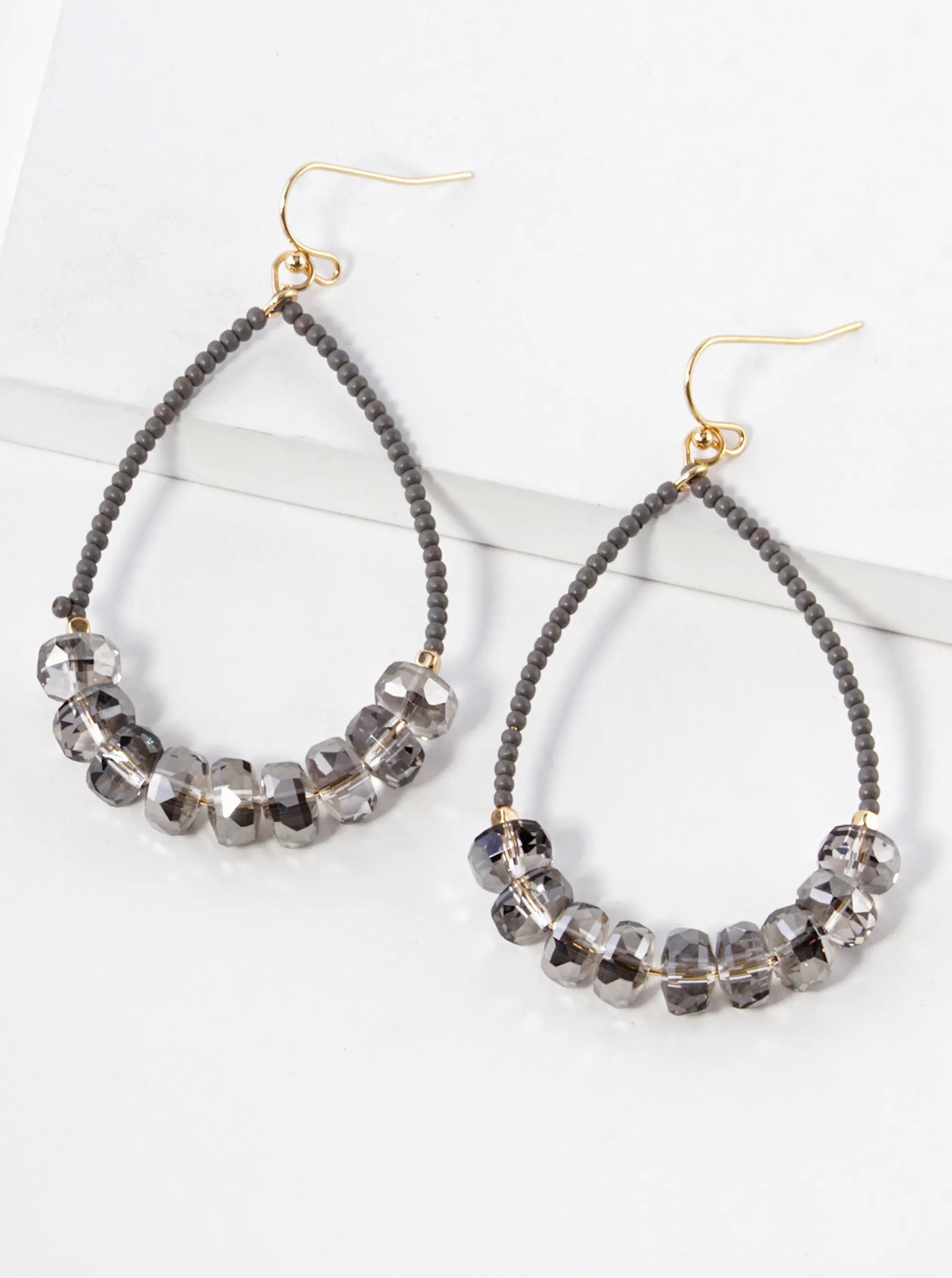 Glass Beaded Teardrop Dangle Earrings