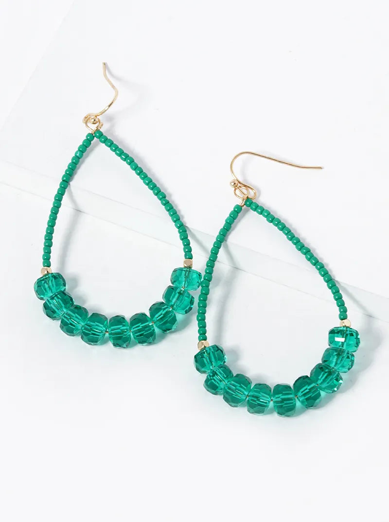 Glass Beaded Teardrop Dangle Earrings