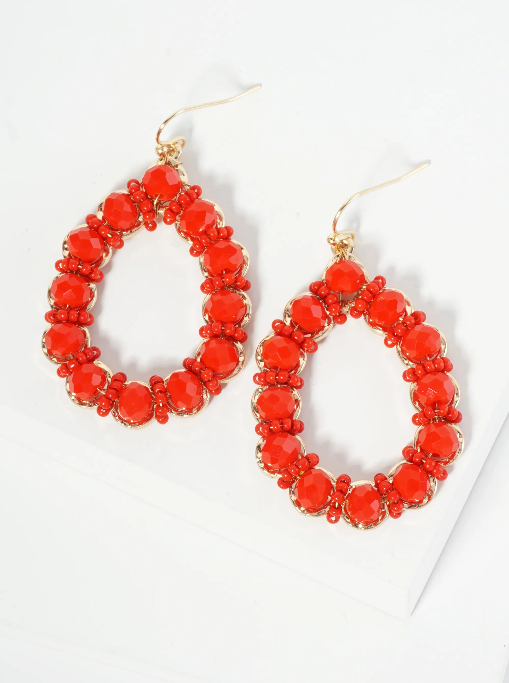 Glass Beaded Teardrop Dangle Earrings