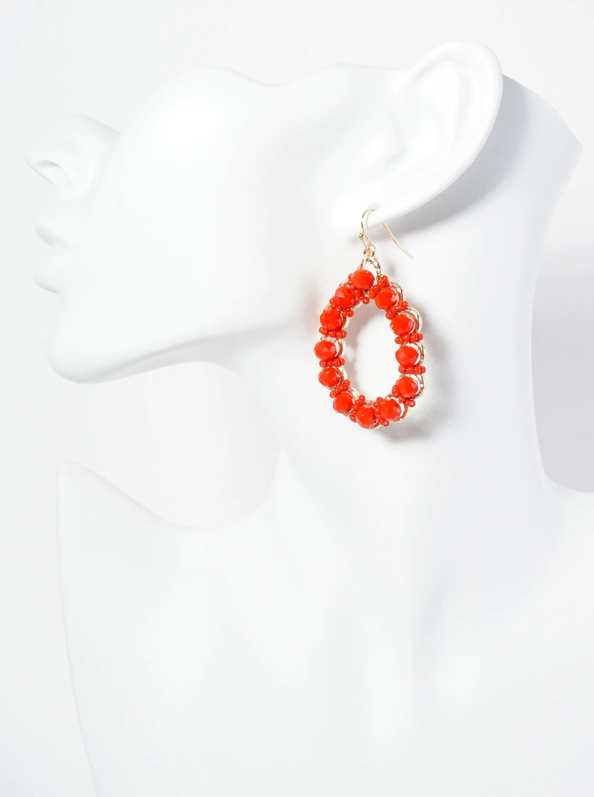 Glass Beaded Teardrop Dangle Earrings
