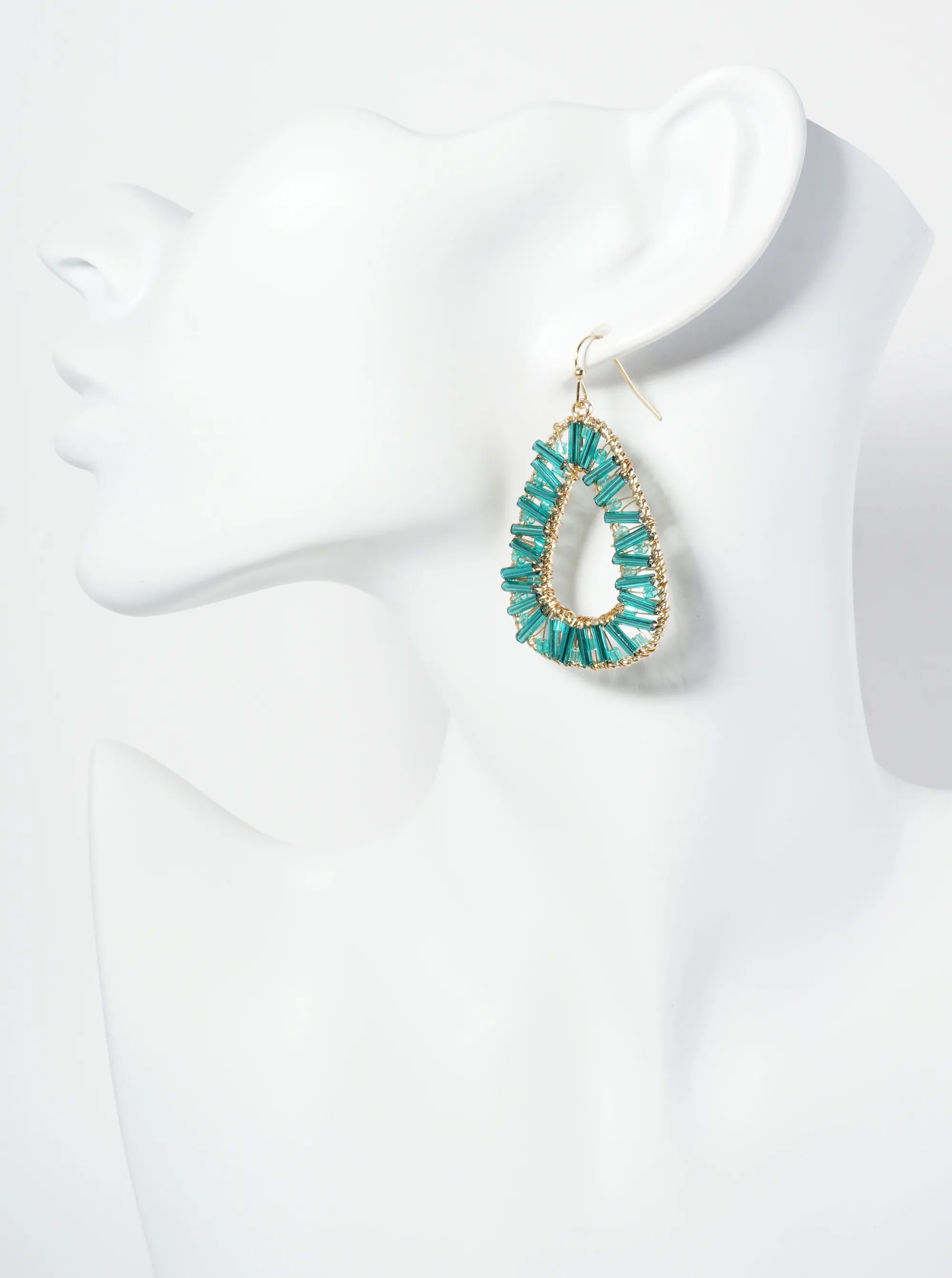 Glass Beaded Triangle Dangle Earrings