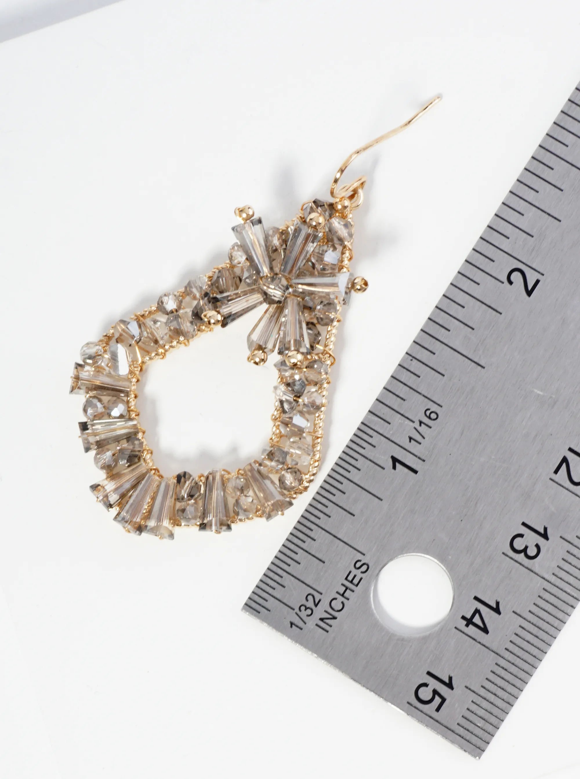 Glass Beaded Upside Down Kite Shape Dangle Earrings