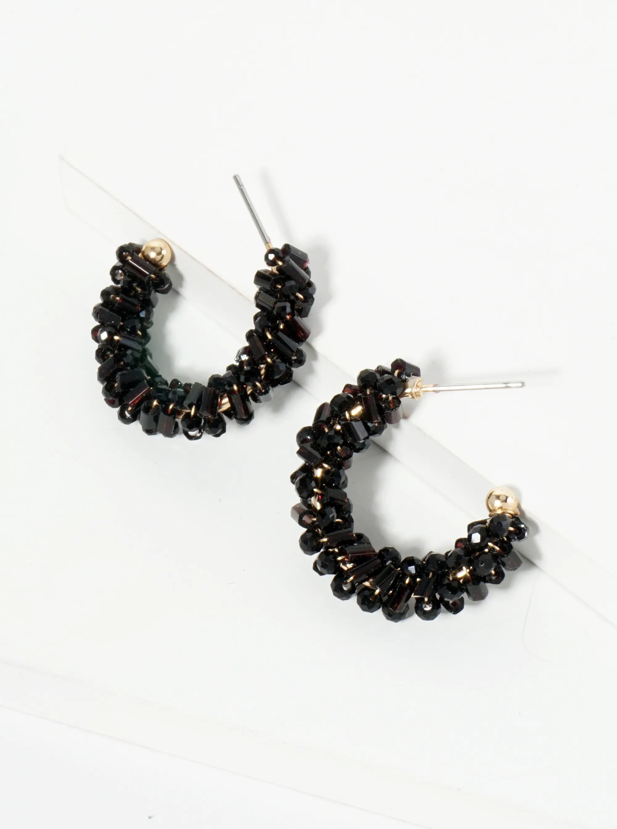 Glass Beads Wire Wrapped 25mm Open Hoop Earrings