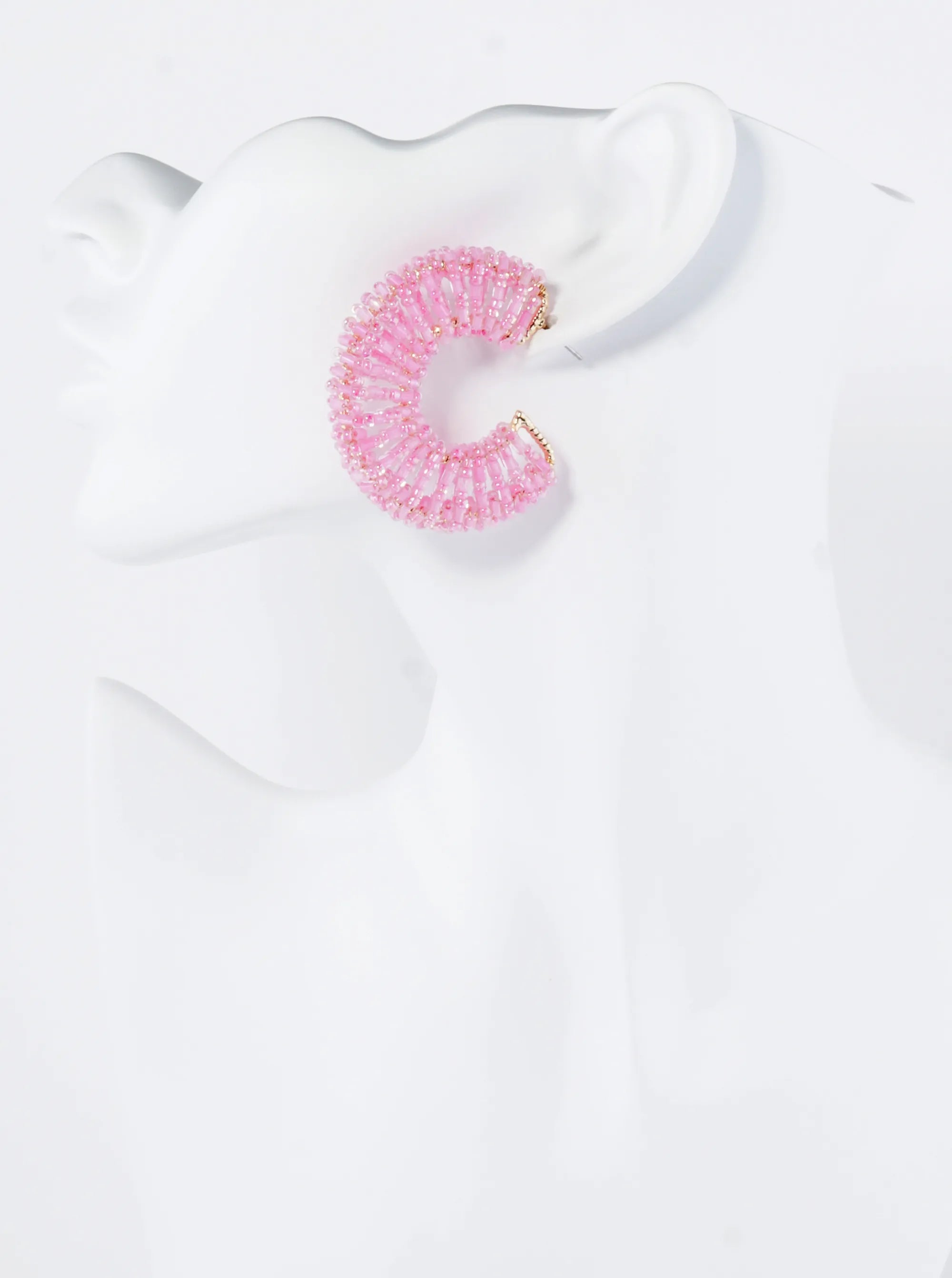 Glass Beads Wire Wrapped 45mm Wide Hoop Earrings